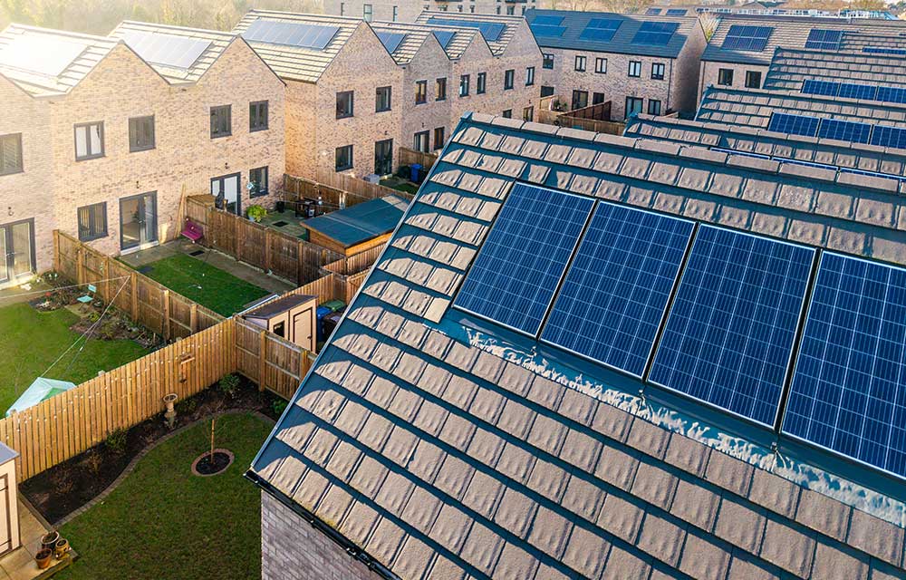 Modern Mauritius home with rooftop solar panels